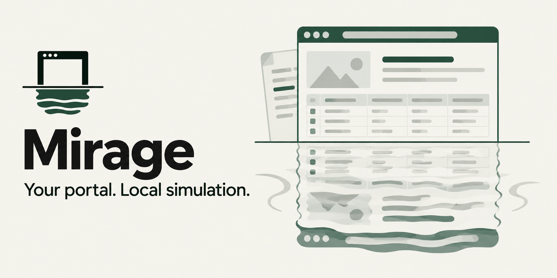 Illustration of Mirage rendering a local portal with simulated data.